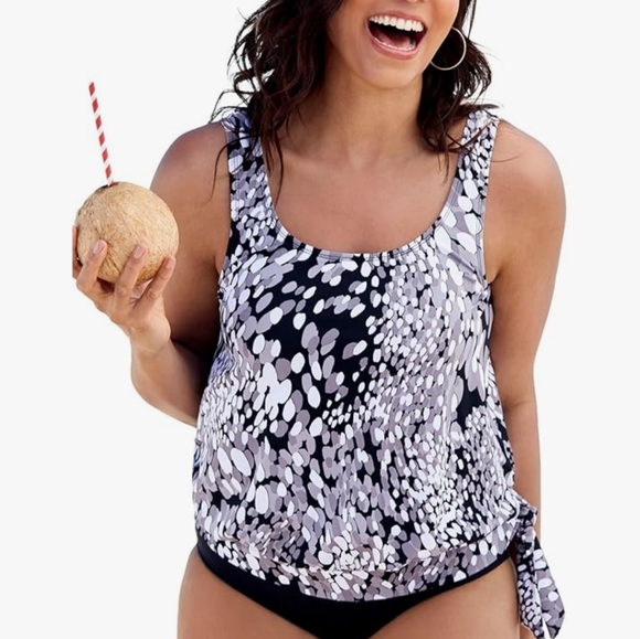 Swimsuits For All Tankini Top Size 20 Side Tie Scoop Neck - Picture 12 of 12